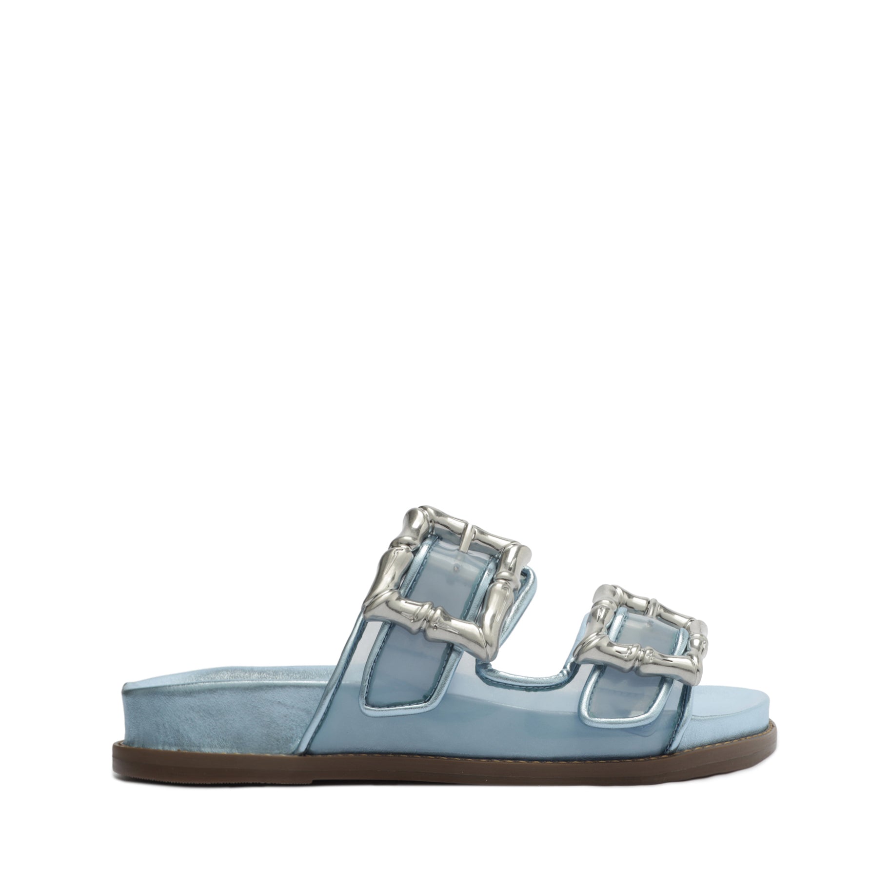 Enola Sporty Vinyl Sandal Flats High Summer 23 5 Sky way Vinyl - Schutz Shoes