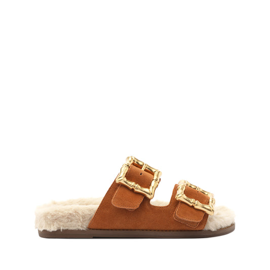 Enola Weekend Sporty Cow Suede Sandal Flats PRE FALL 23 5 Honey Peach Cow Suede - Schutz Shoes