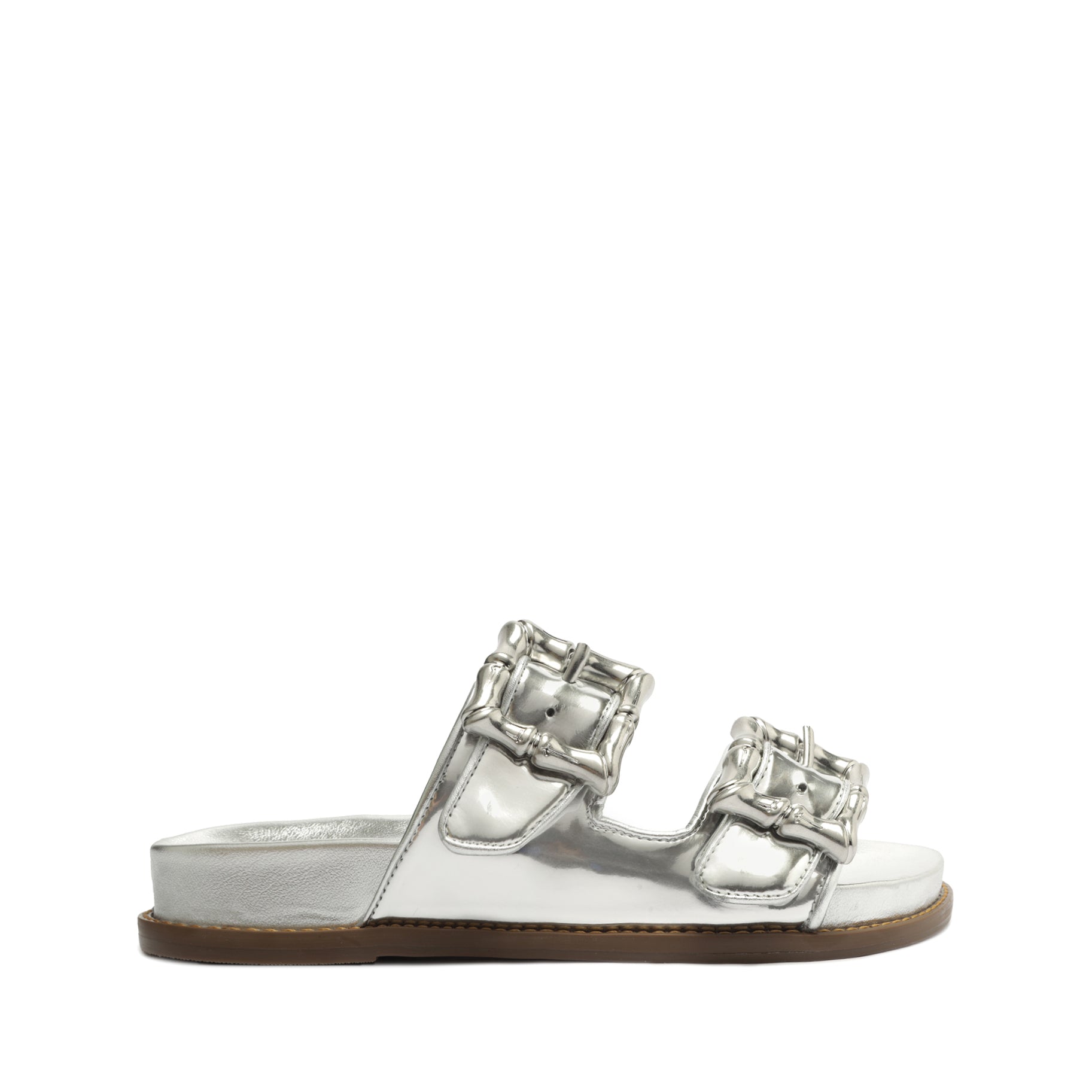 Enola Sporty Specchio  Sandal Flats OLD 5 Silver Specchio Nappa - Schutz Shoes