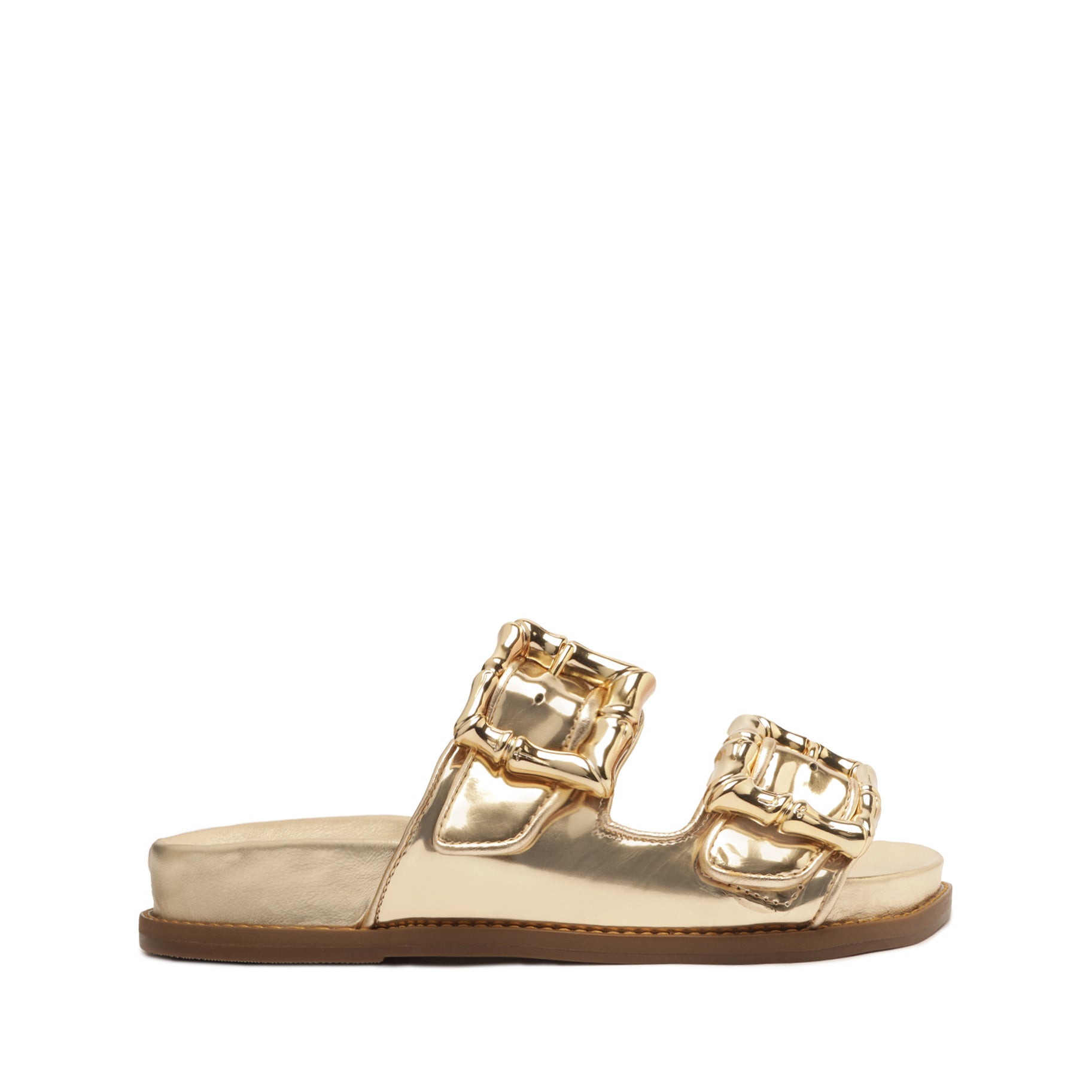 Enola Sporty Specchio Sandal Flats High Summer 23 5 Gold Specchio Nappa - Schutz Shoes