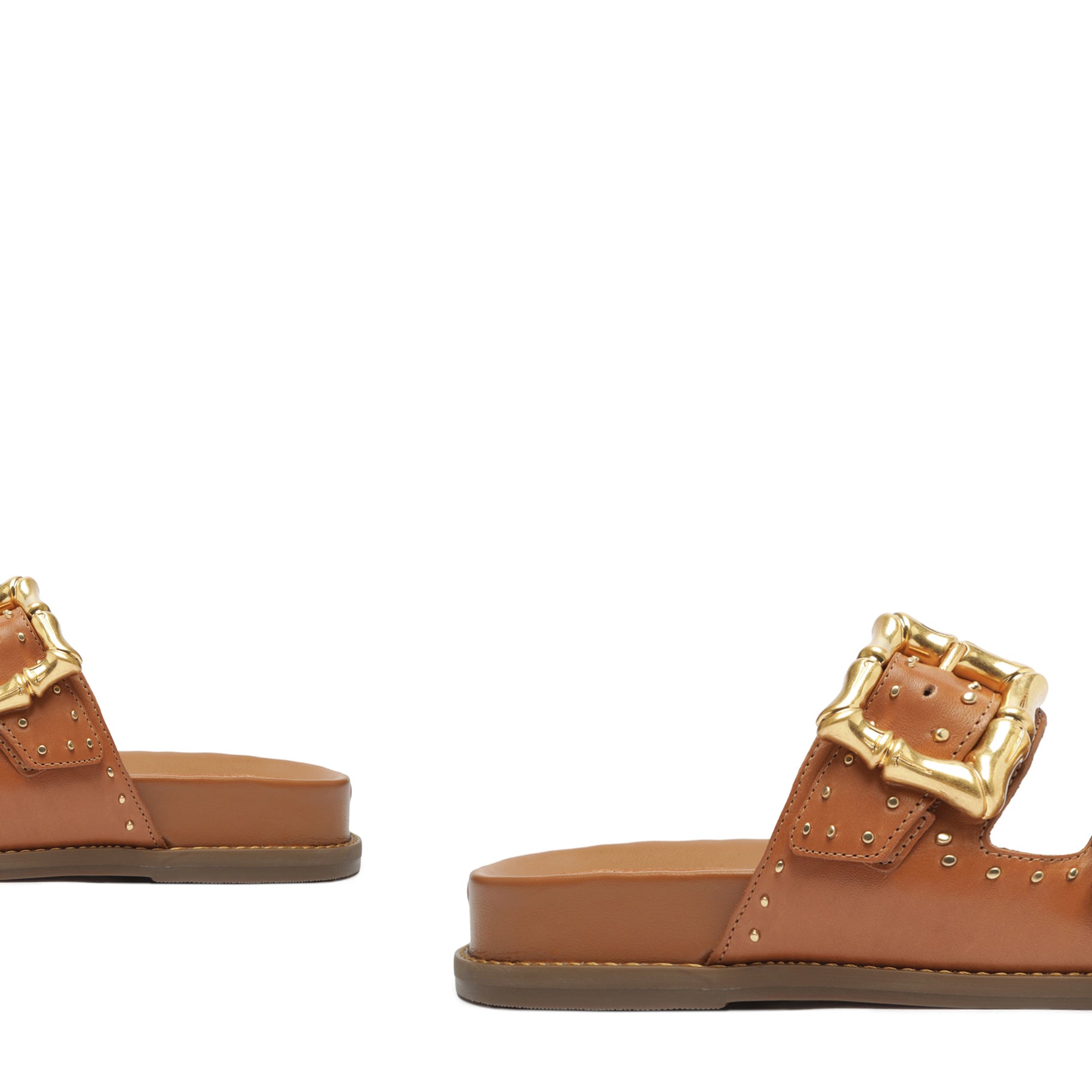 Enola Studs Sporty  Leather Sandal Flats High Summer 23    - Schutz Shoes