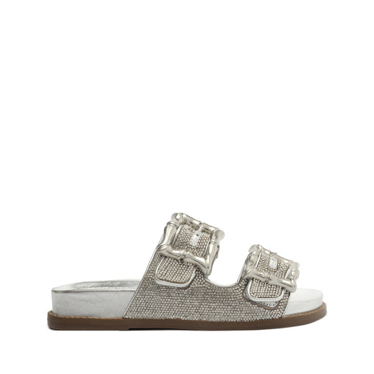 Enola Glam Sporty Leather Sandal OLD 5 Silver Metallic Nappa Leather - Schutz Shoes