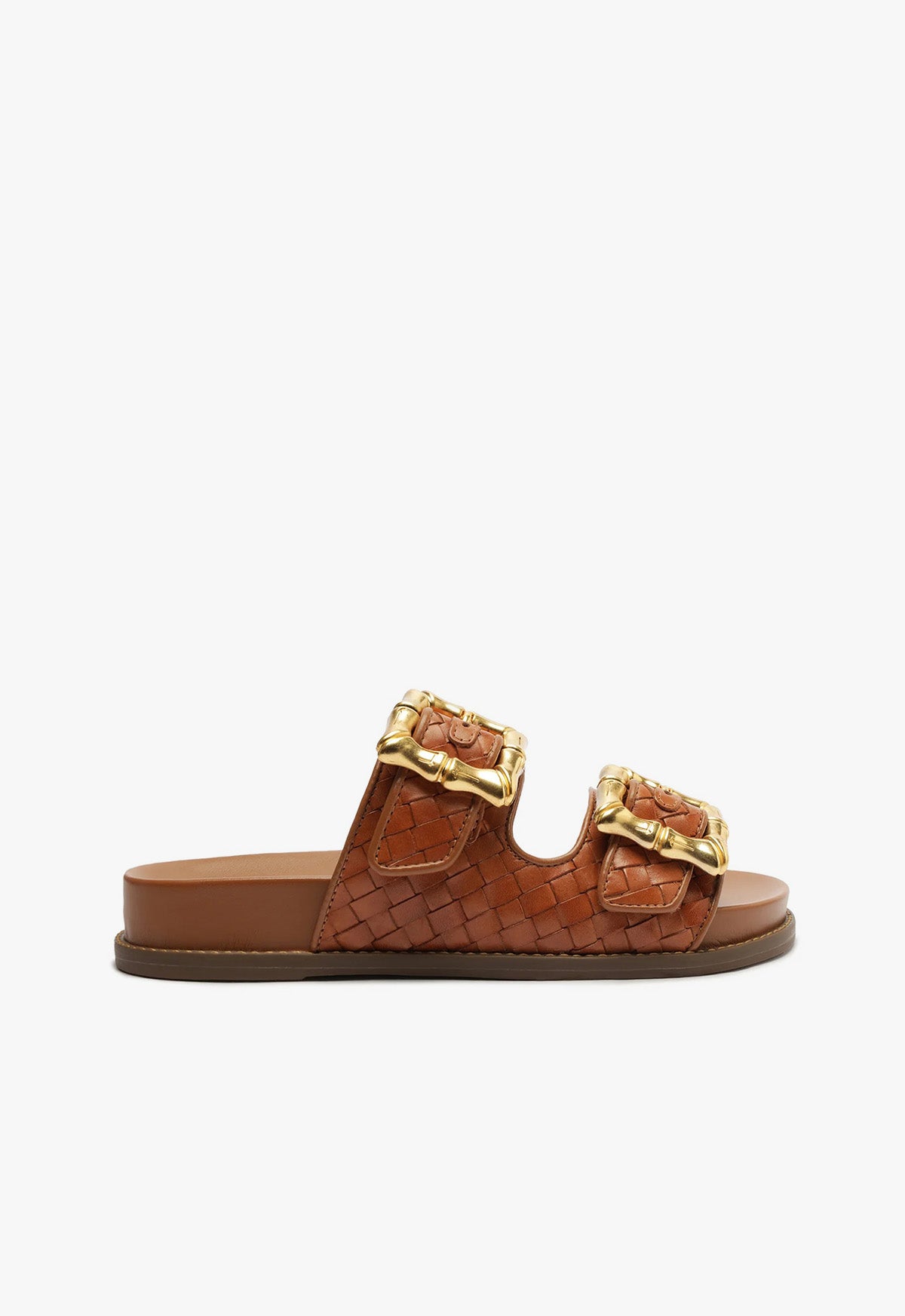 Enola Sporty Woven Leather Sandal RESORT 24 5 Honey Peach Atanado Leather - Schutz Shoes