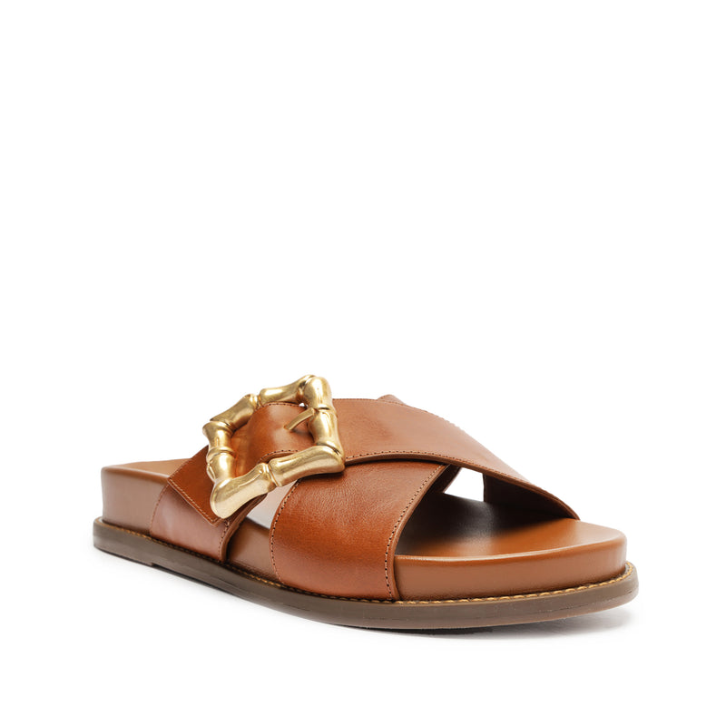 Enola Crossed Atanado Leather Sandal Flats Spring 24    - Schutz Shoes