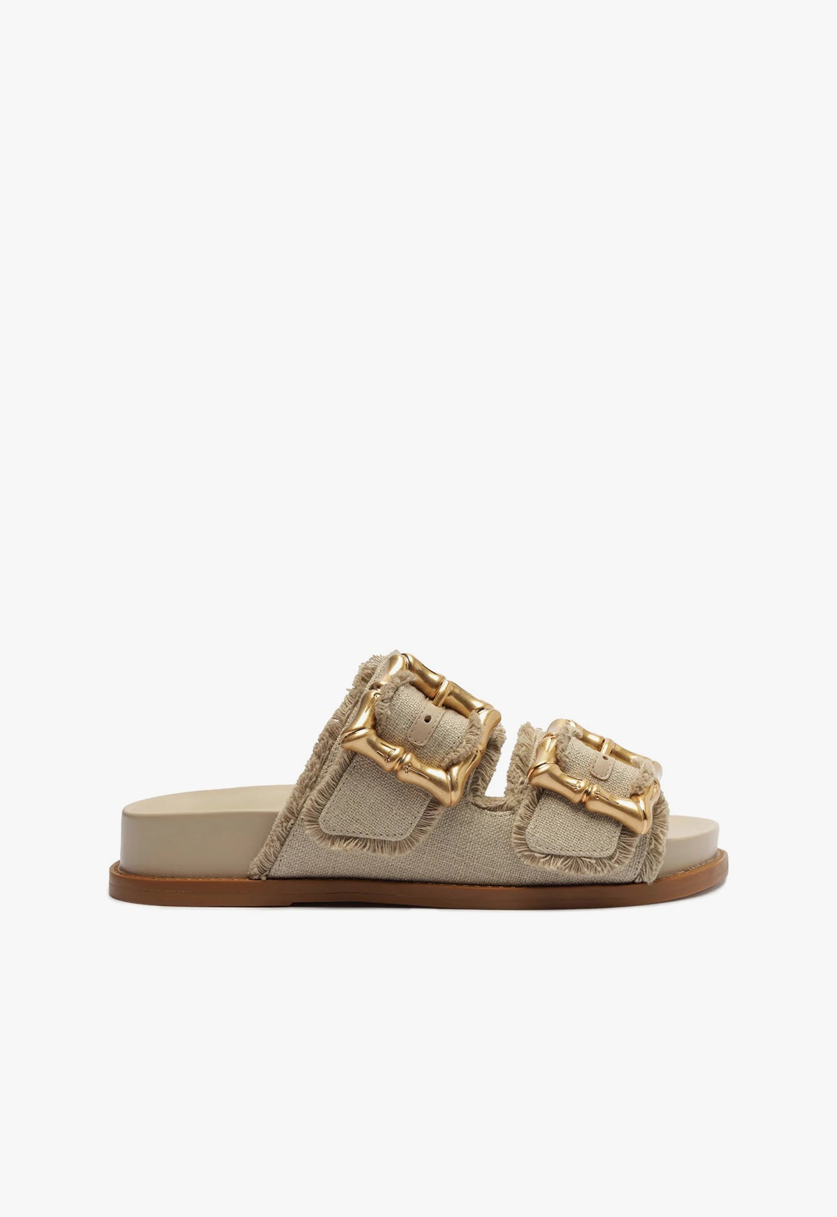 Enola Sporty Linen Sandal SPRING 24 5 Oyster Deluxe Nappa - Schutz Shoes