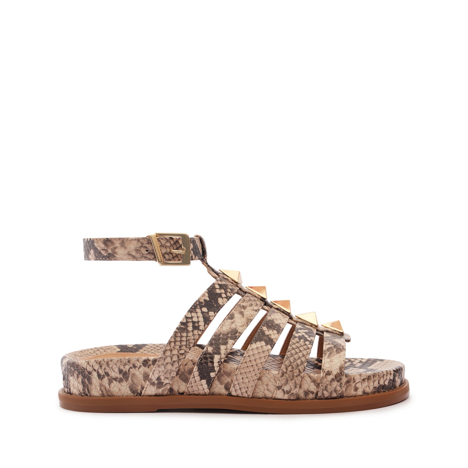 Kyrie Sporty Leather Sandal Flats SPRING 24 5 Natural Lux Leather - Schutz Shoes