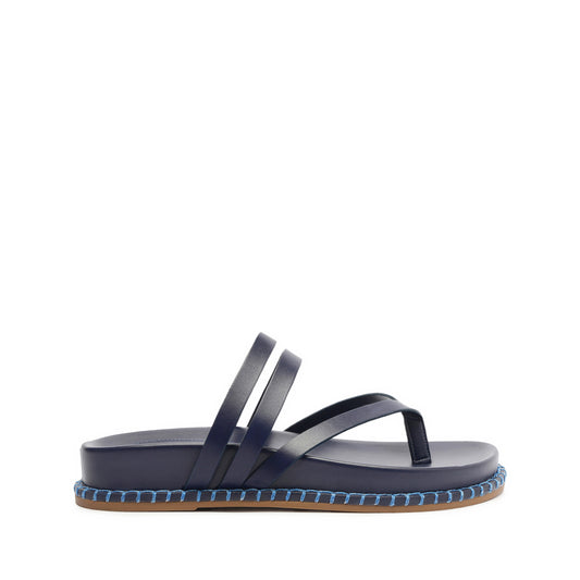 Rania Sporty Leather Sandal High Summer 24 5 Blue Atanado Leather - Schutz Shoes