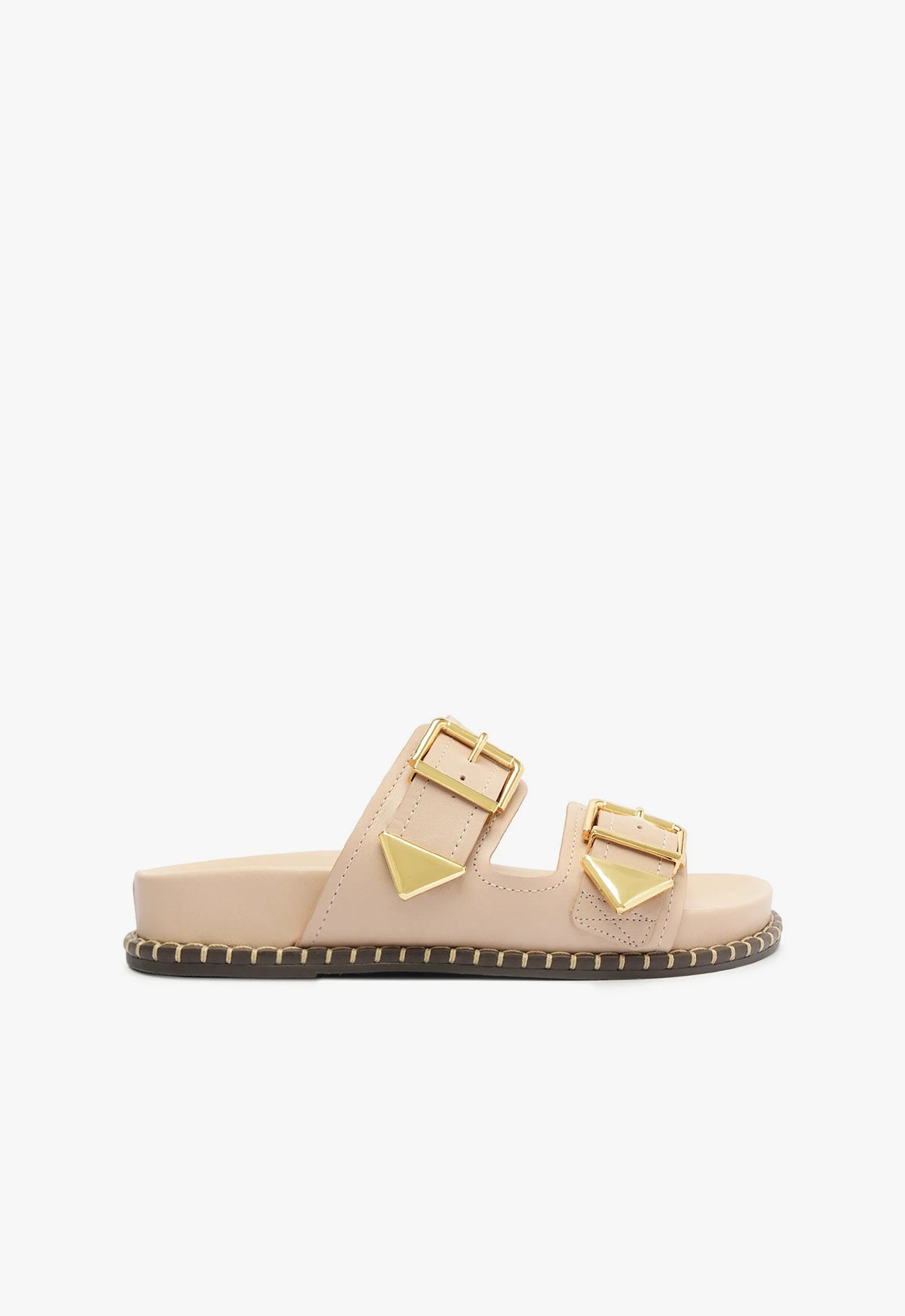 Naomi Sporty Leather Sandal Flats High Summer 24 5 Beige Atanado Leather - Schutz Shoes