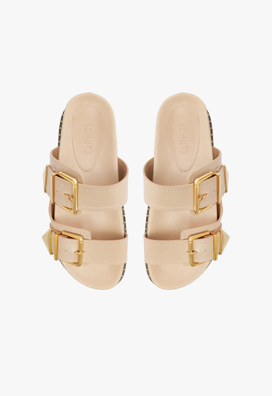 Naomi Sporty Leather Sandal Flats High Summer 24 - Schutz Shoes