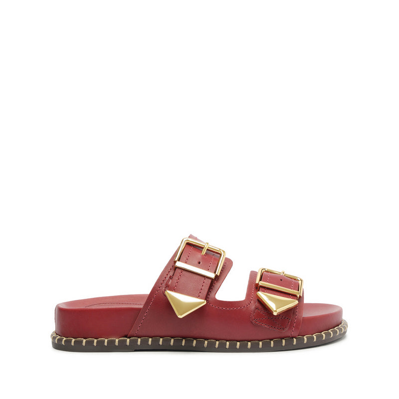 Naomi Sporty Leather Sandal Flats High Summer 24 5 Red Brown Atanado Leather - Schutz Shoes