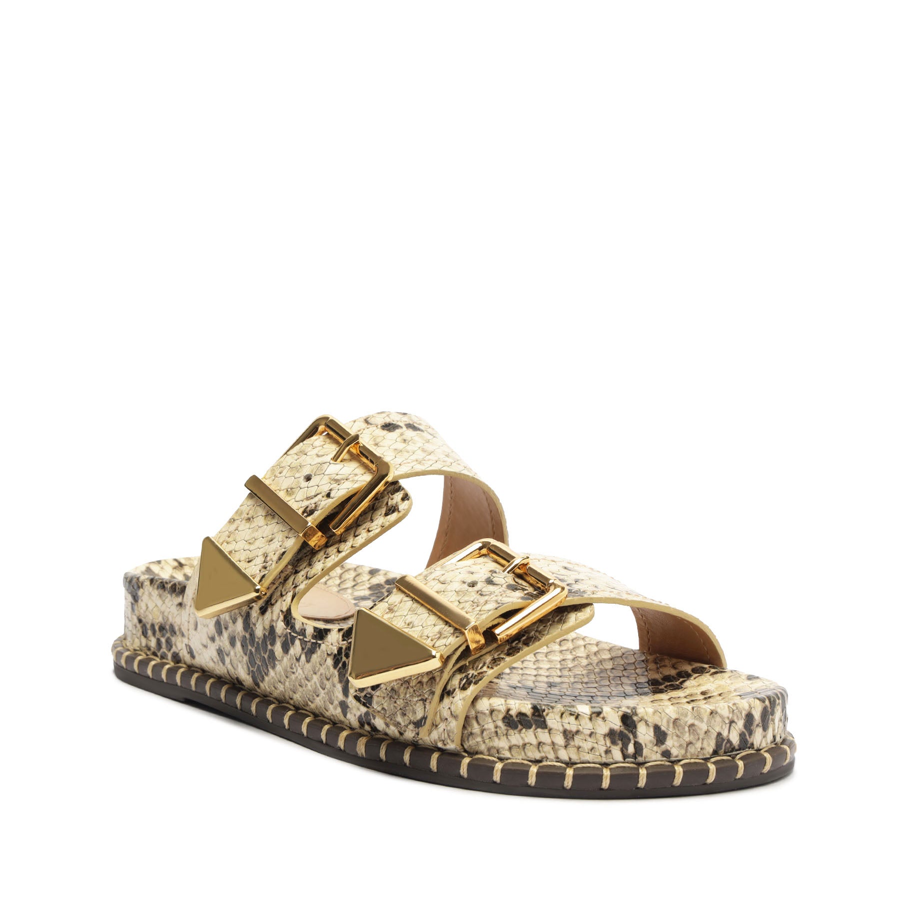 Naomi Sporty Snake-Embossed Leather Sandal Flats Fall 24    - Schutz Shoes