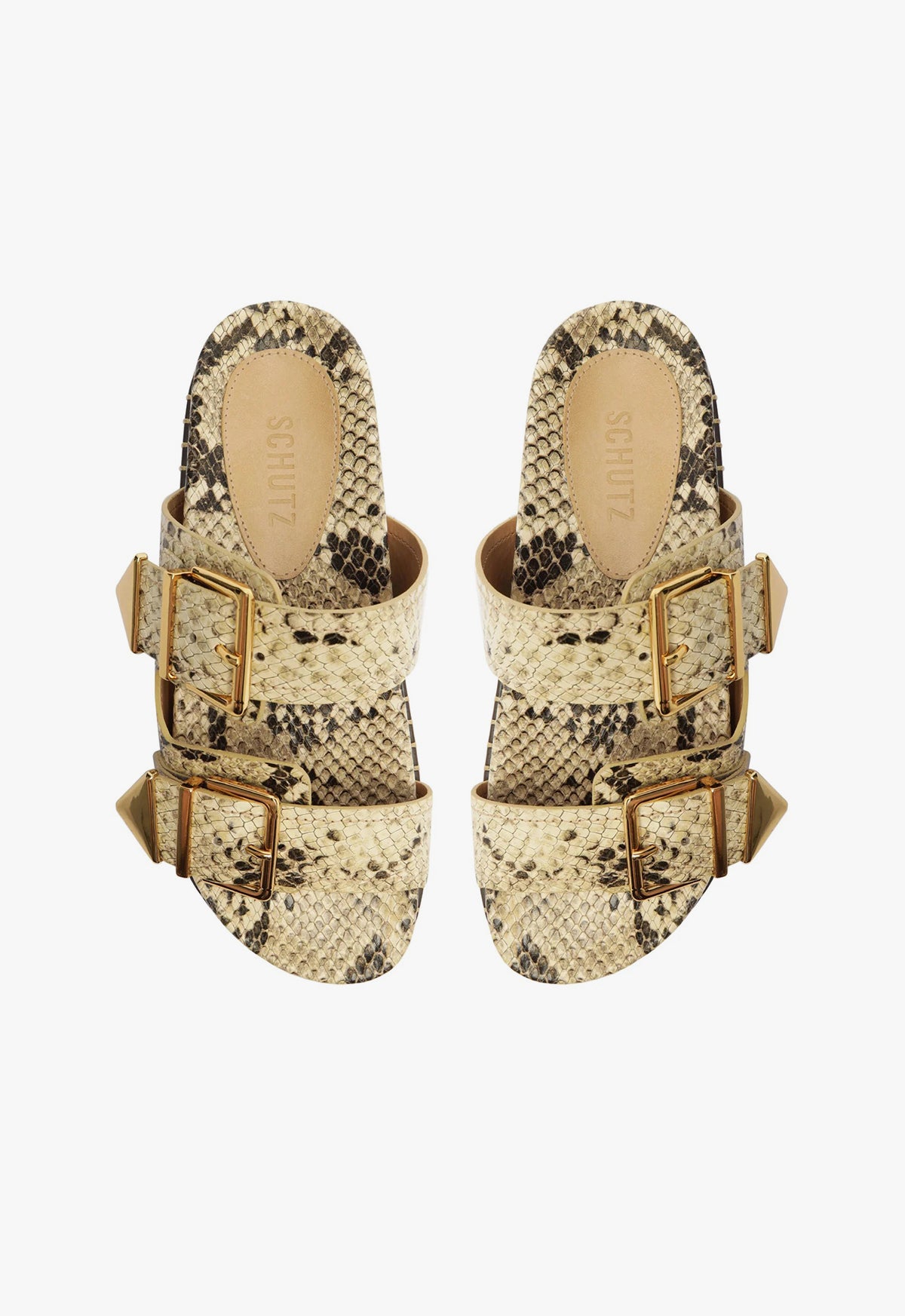 Naomi Sporty Snake-Embossed Leather Sandal Flats Fall 24 - Schutz Shoes