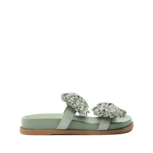 Lienne Sporty Straw Sandal Flats High Summer 24 5 Green Straw - Schutz Shoes