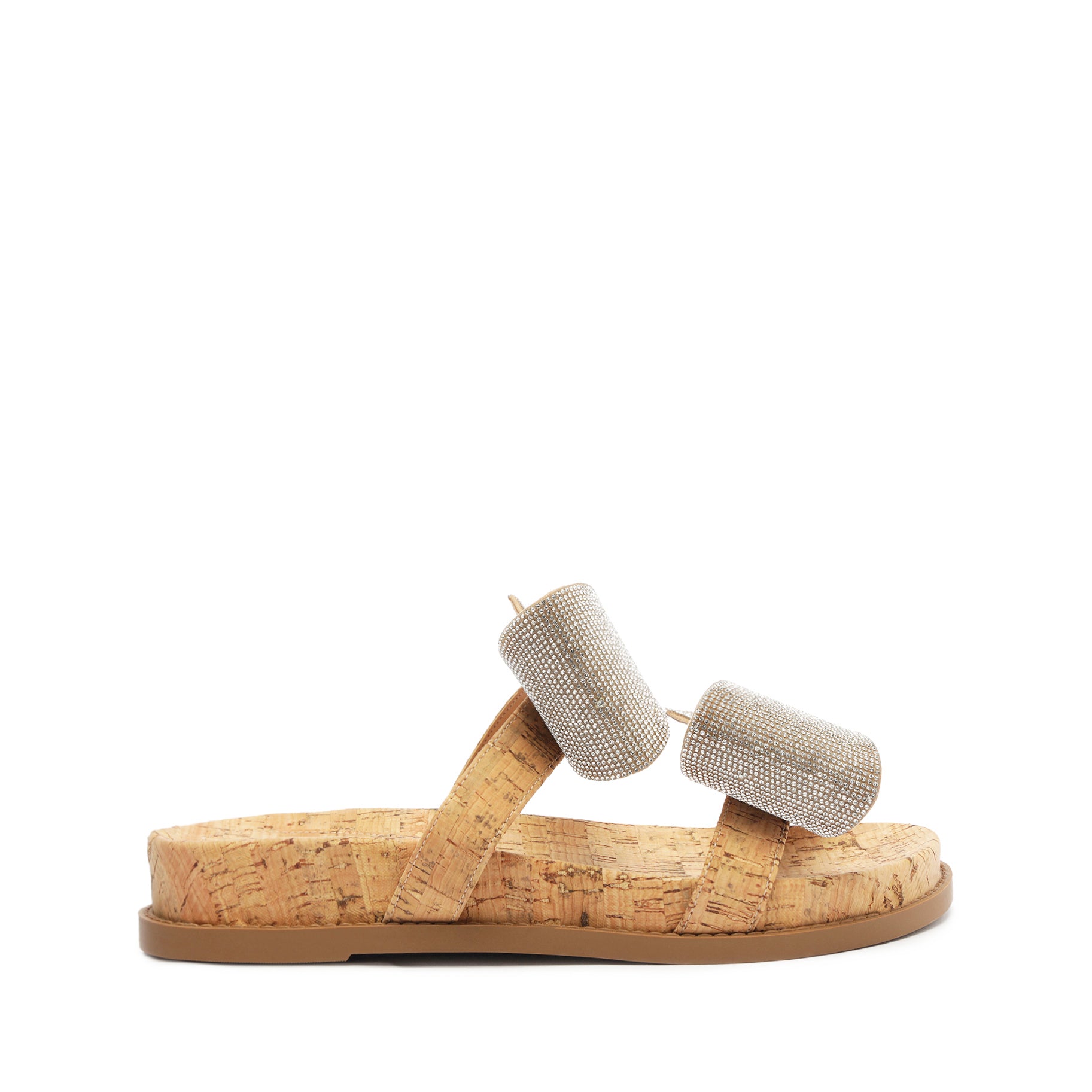 Lienne Sporty Cork Sandal Flats High Summer 24 5 Silver Cork - Schutz Shoes