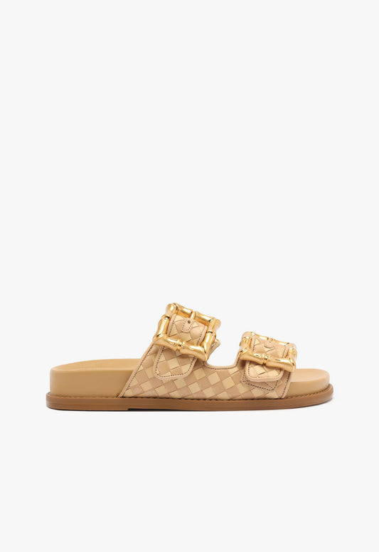 Enola Sporty Woven Leather Sandal Sandals Summer 24 5 Beige Atanado Leather - Schutz Shoes