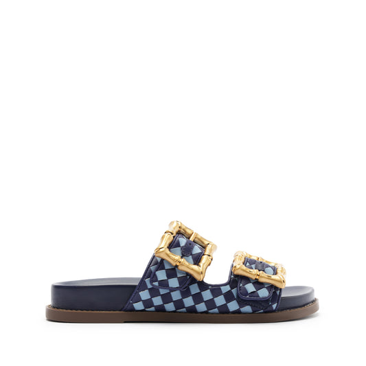 Enola Sporty Woven Leather Sandal Summer 24 5 Blue Atanado Leather - Schutz Shoes