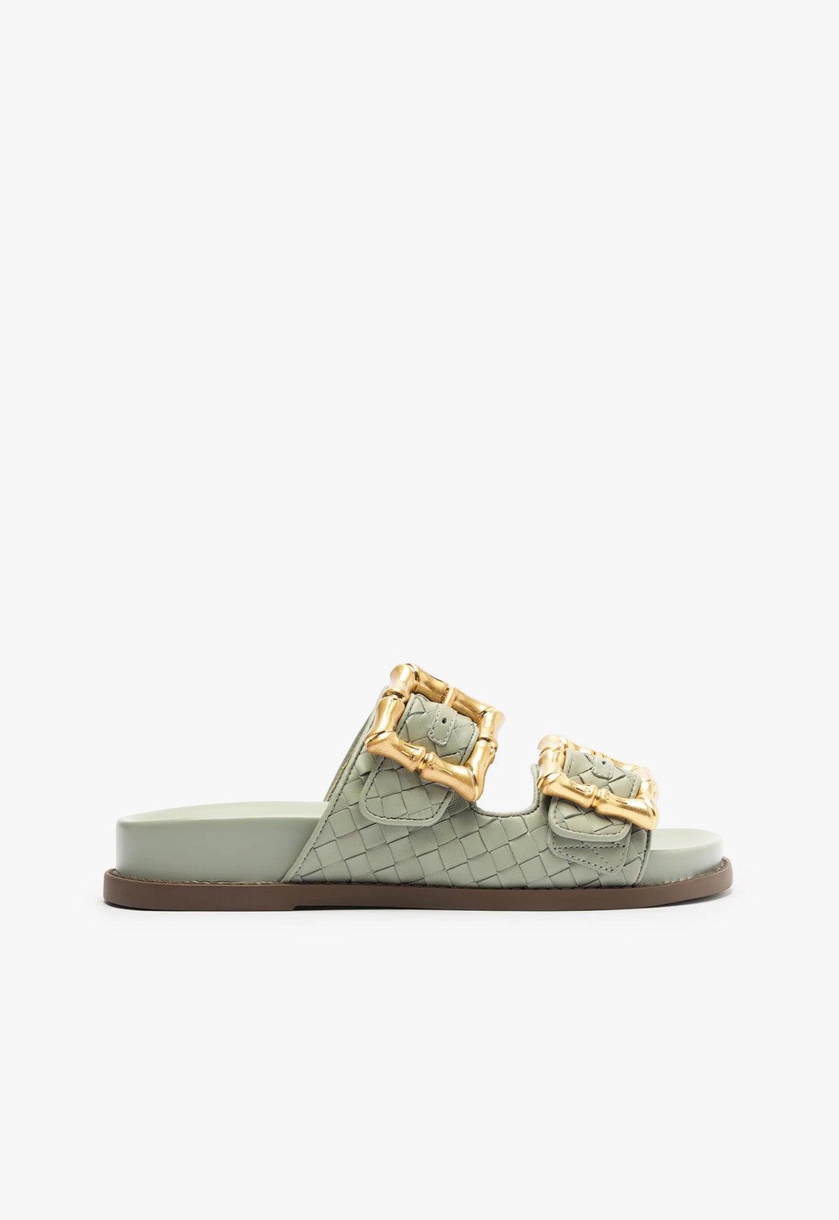 Enola Sporty Woven Leather Sandal Summer 24 5 Green Atanado Leather - Schutz Shoes