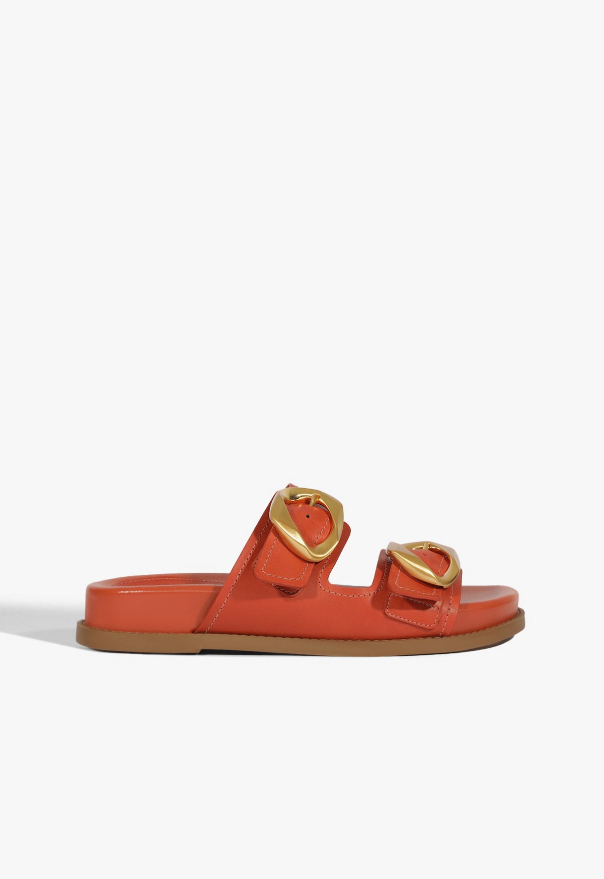 Olga Sporty Leather Sandal Flats Spring 25 5 Orange Leather - Schutz Shoes