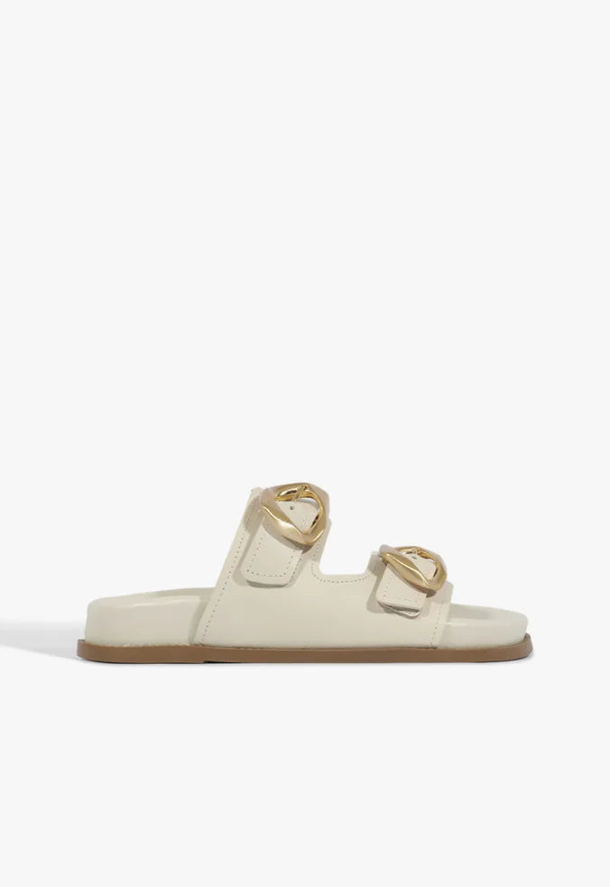 Olga Sporty Leather Sandal 5 White Leather - Schutz Shoes