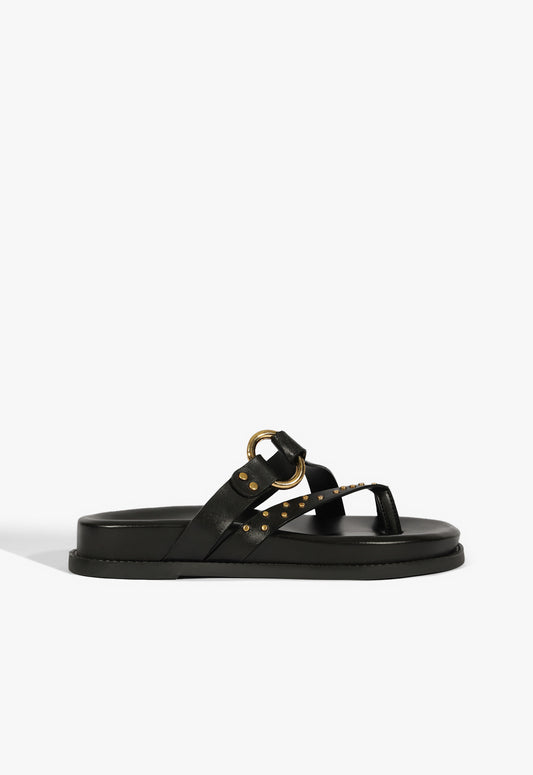 Aveline Sporty Sandal 5 Black Leather - Schutz Shoes
