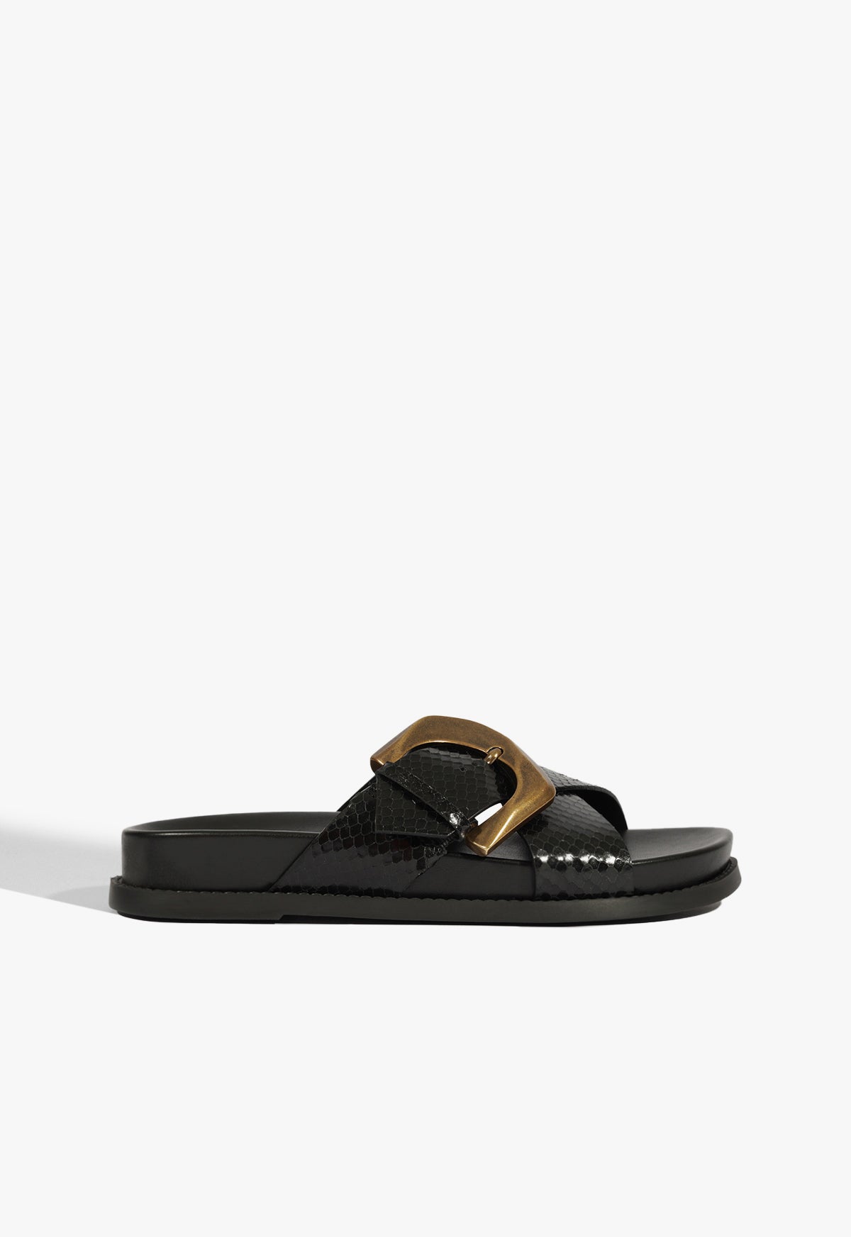 Lois Sporty Sandal 5 Black Snake - Schutz Shoes