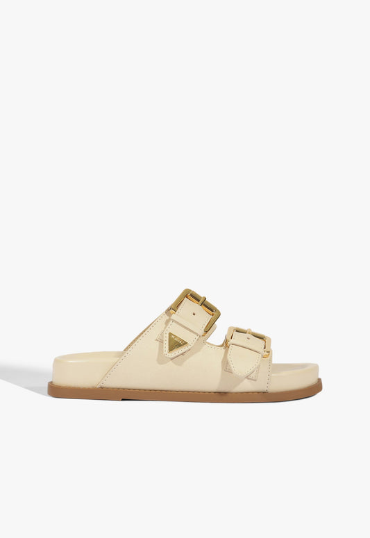 Naomi Leather Sandal 5 Egg Shell Leather - Schutz Shoes