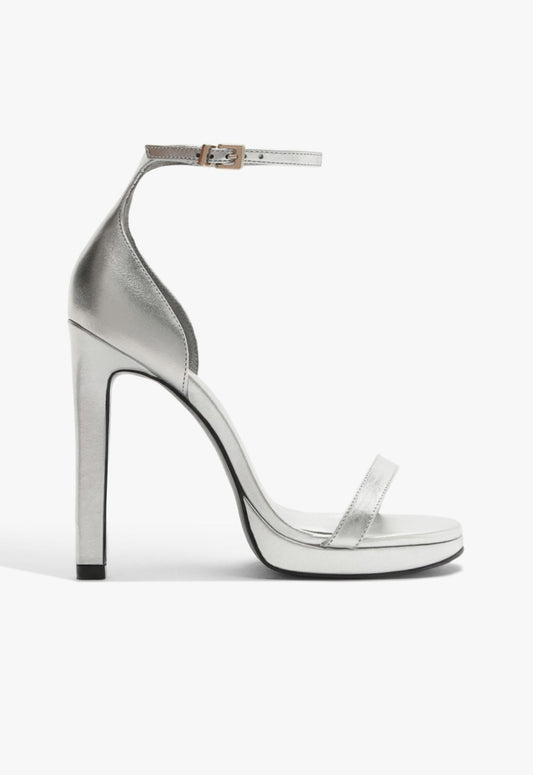 Nicole Leather Sandal 5 Silver Metallic - Schutz Shoes