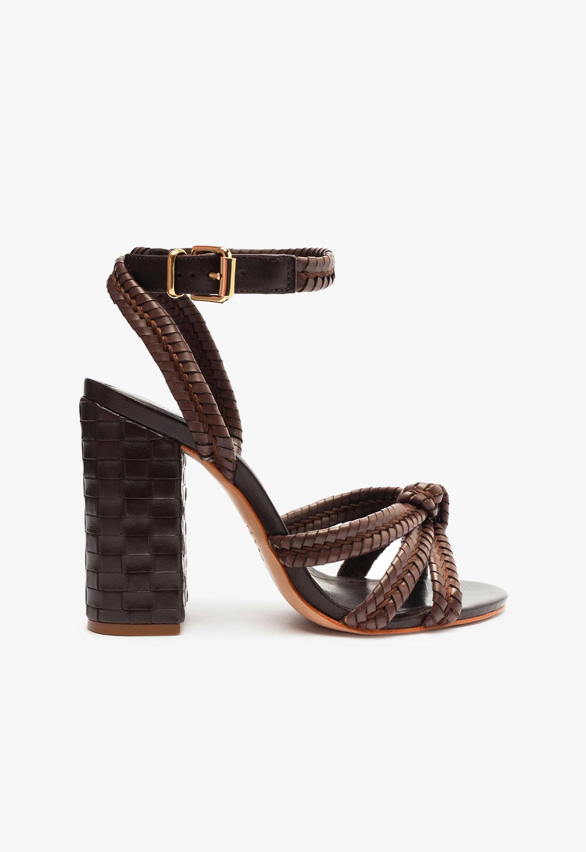 Kareena Woven Sandals RESORT 24 5 Dark Chocolate Leather - Schutz Shoes