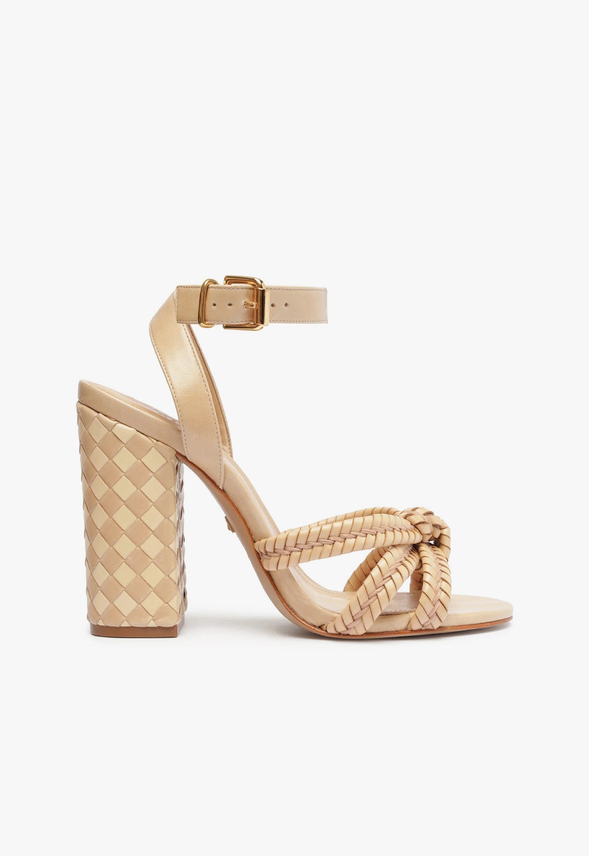 Kareena Woven Leather Sandal Summer 24 5 Light Beige Atanado Prime Leather - Schutz Shoes