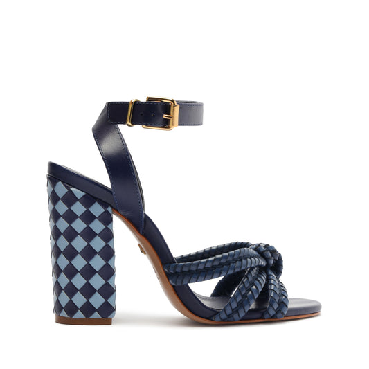 Kareena Woven Leather Sandal 5 Blue Atanado Prime Leather - Schutz Shoes