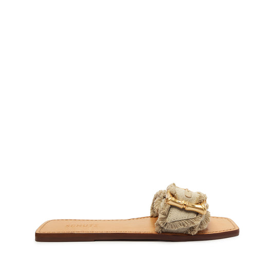 Enola Linen Sandal Flats SPRING 24 5 Oyster Linen - Schutz Shoes