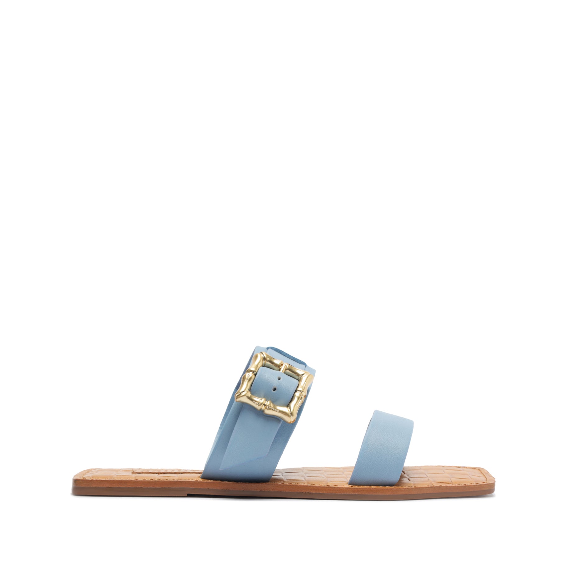 Enola Double Leather Sandal Summer 24 5 Blue Atanado Leather - Schutz Shoes