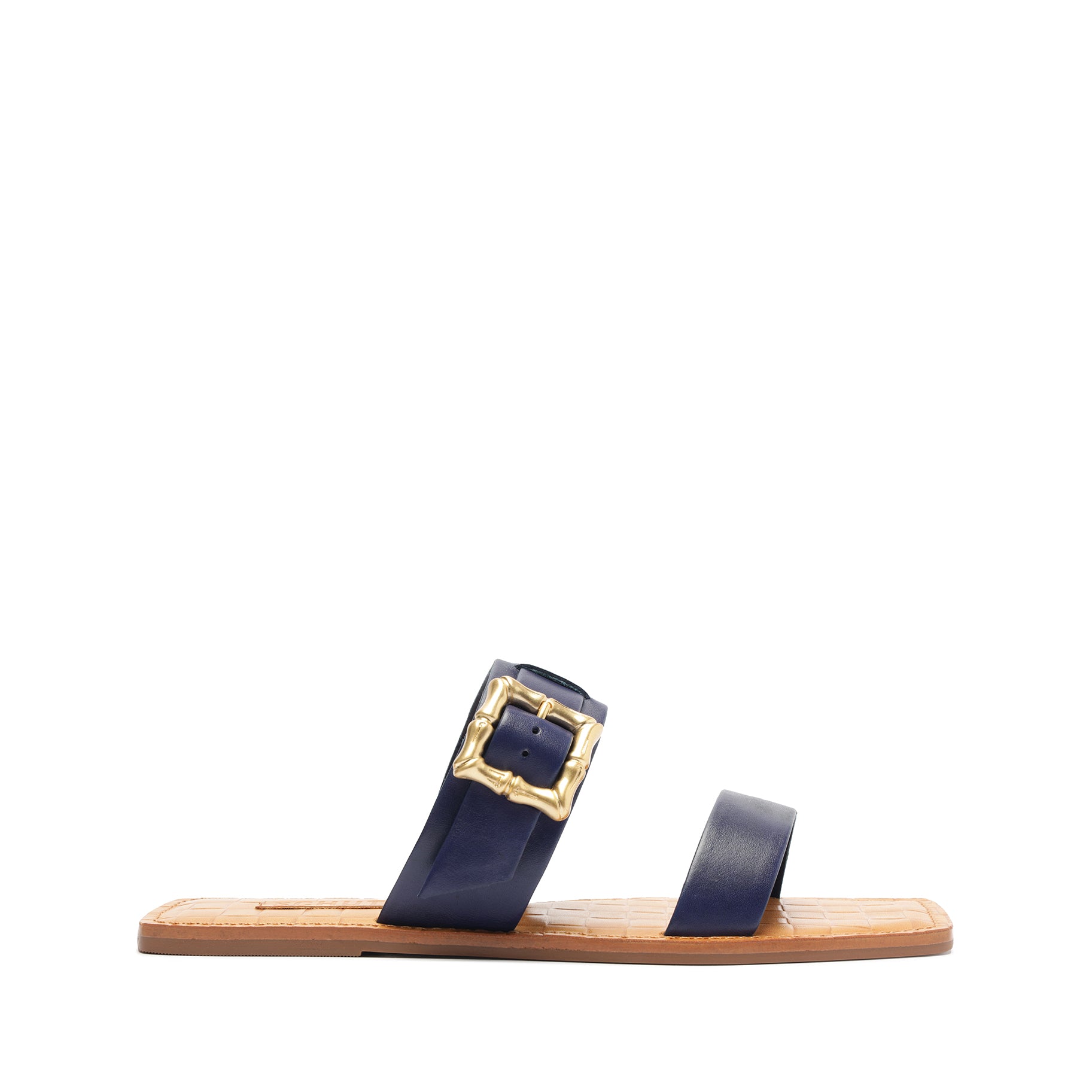 Enola Double Leather Sandal Flats Summer 24 5 Blue Atanado Leather - Schutz Shoes