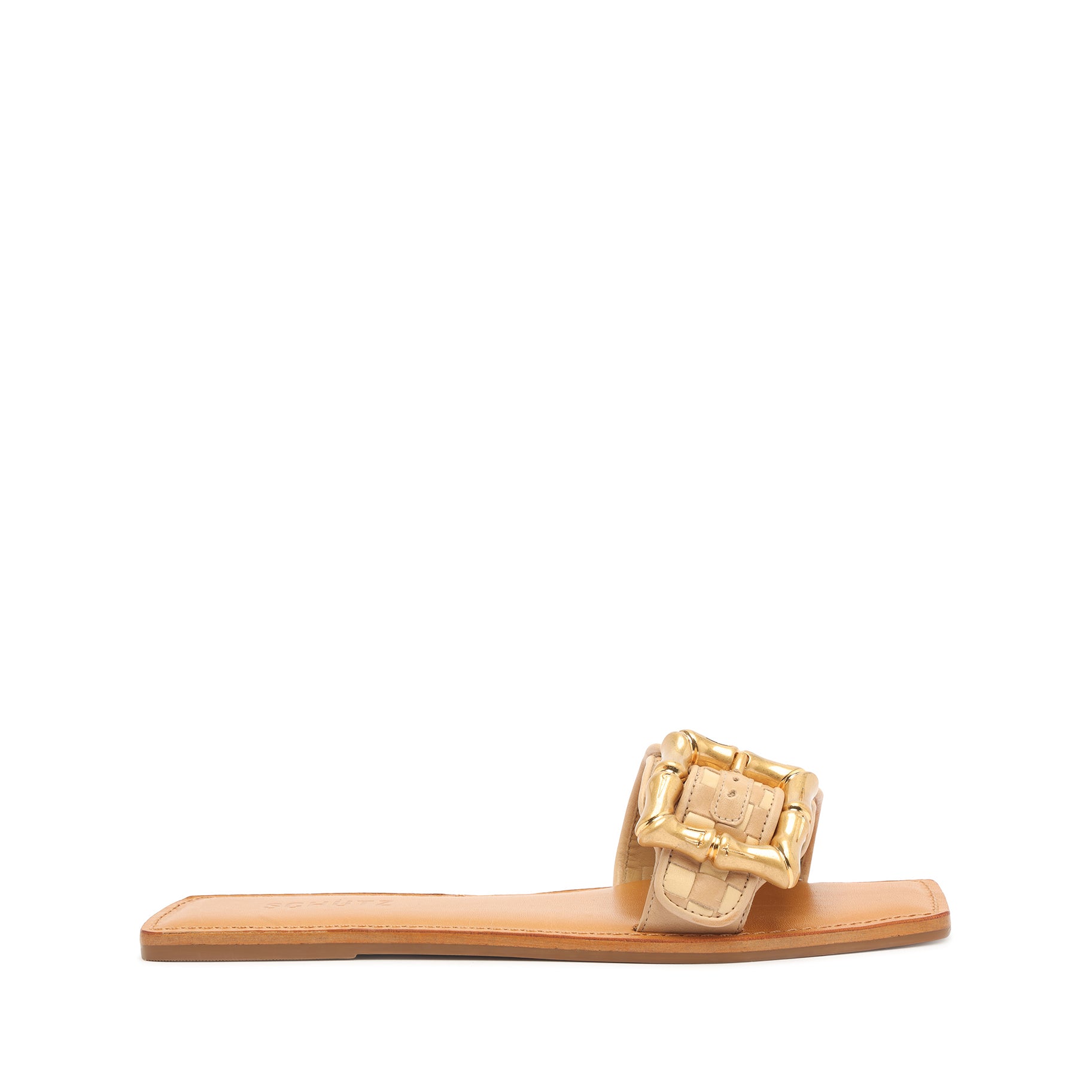 Enola Woven Leather Sandal Flats Summer 24 5 Beige Atanado Leather - Schutz Shoes