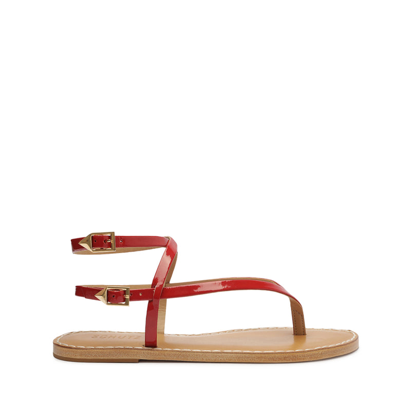 Elsie Patent Leather Sandal Flats Spring 23 5 Club Red Patent Leather - Schutz Shoes