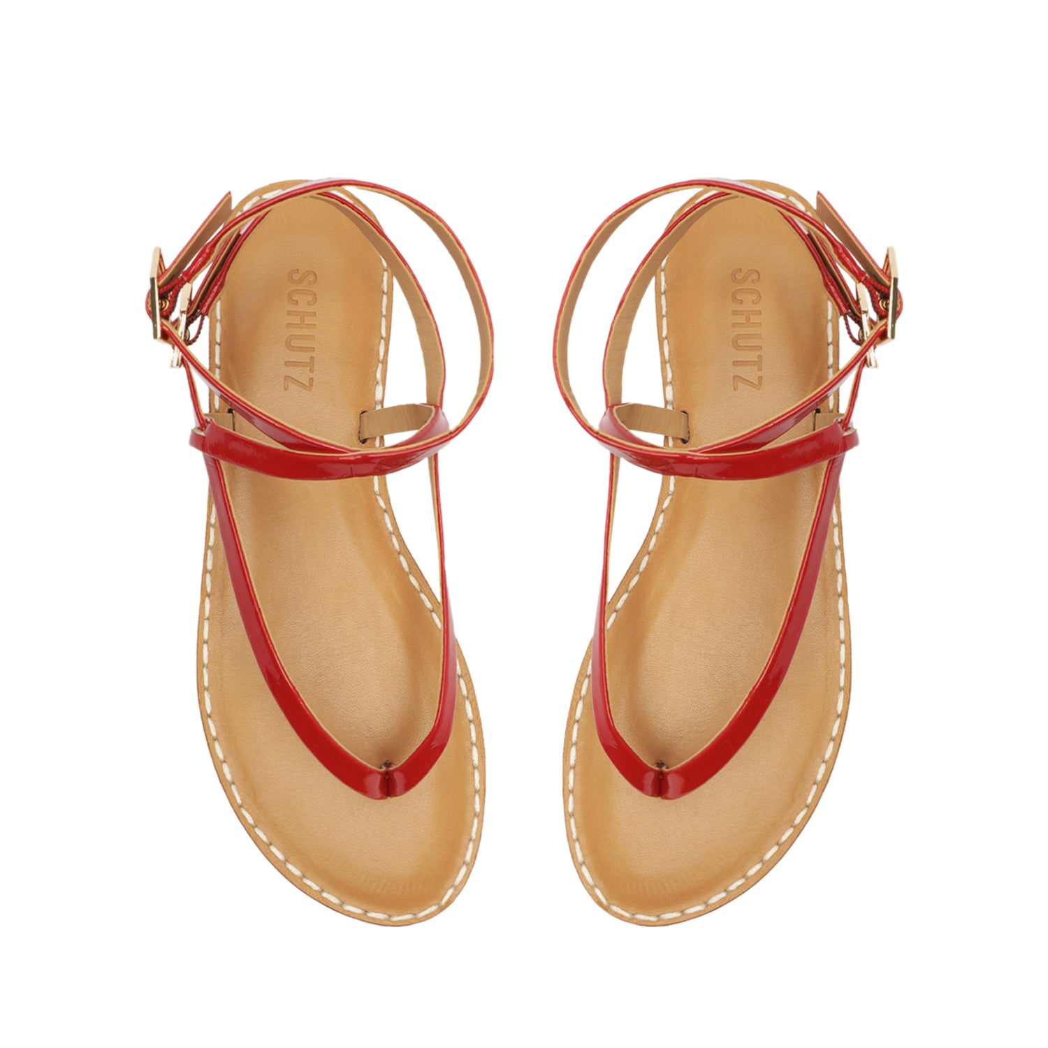 Elsie Patent Leather Sandal Flats Spring 23    - Schutz Shoes