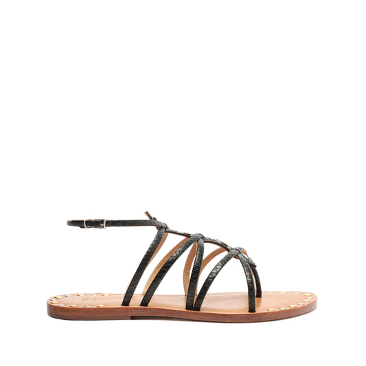 Malaya Casual Snake-Embossed Leather Sandal OLD 5 Black Snake-Embossed Leather - Schutz Shoes