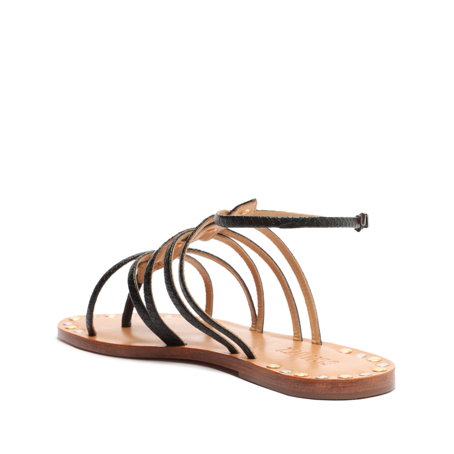 Malaya Casual Snake-Embossed Leather Sandal Flats Spring 23    - Schutz Shoes