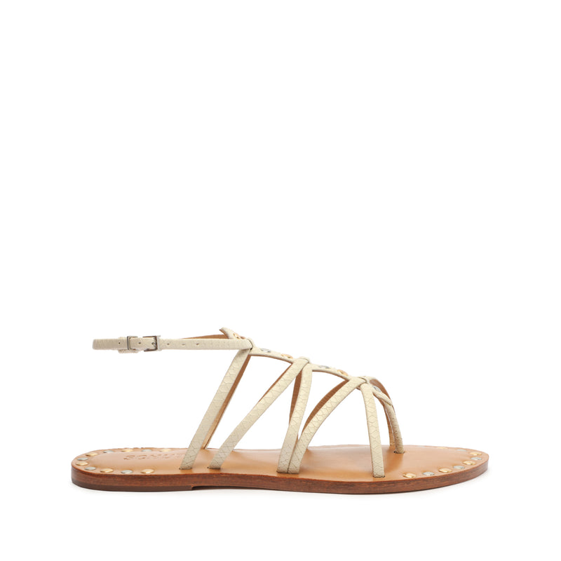 Malaya Casual Leather Sandal Flats Spring 23 5 Pearl Snake-Embossed Leather - Schutz Shoes
