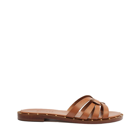 Phoenix Flat Leather Sandal SPRING 24 5 Honey Peach Atanado Real - Schutz Shoes