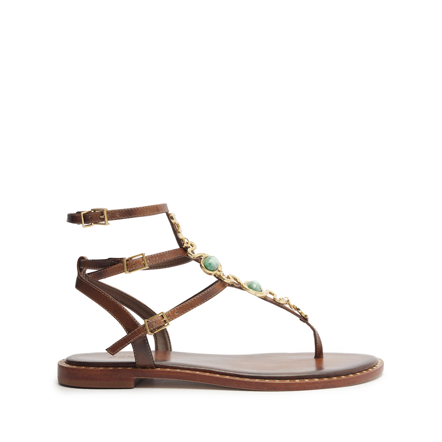 Malie Flat Sandal Flats SPRING 24 5 Brown Leather - Schutz Shoes