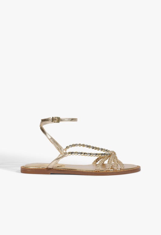 Adele Leather Flat Sandal 5 Platinum Metallic - Schutz Shoes