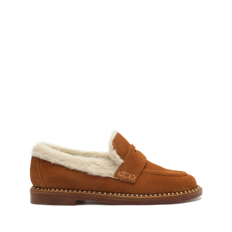 Christie Furry Cow Suede Flat Brown
