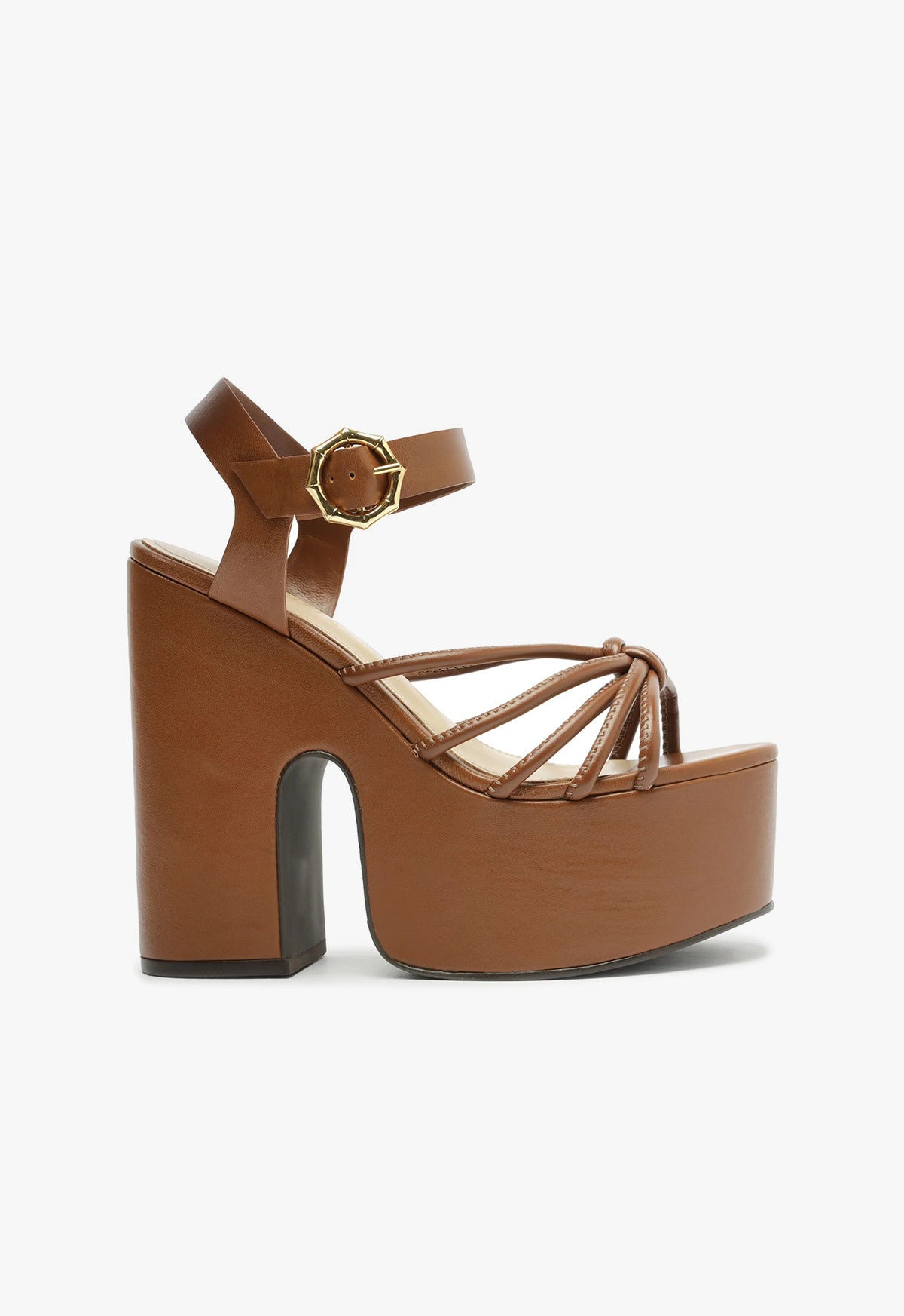 Mahi Cutout & Nappa Sandal PRE FALL 23 5 Brown Faux Leather & Nappa - Schutz Shoes