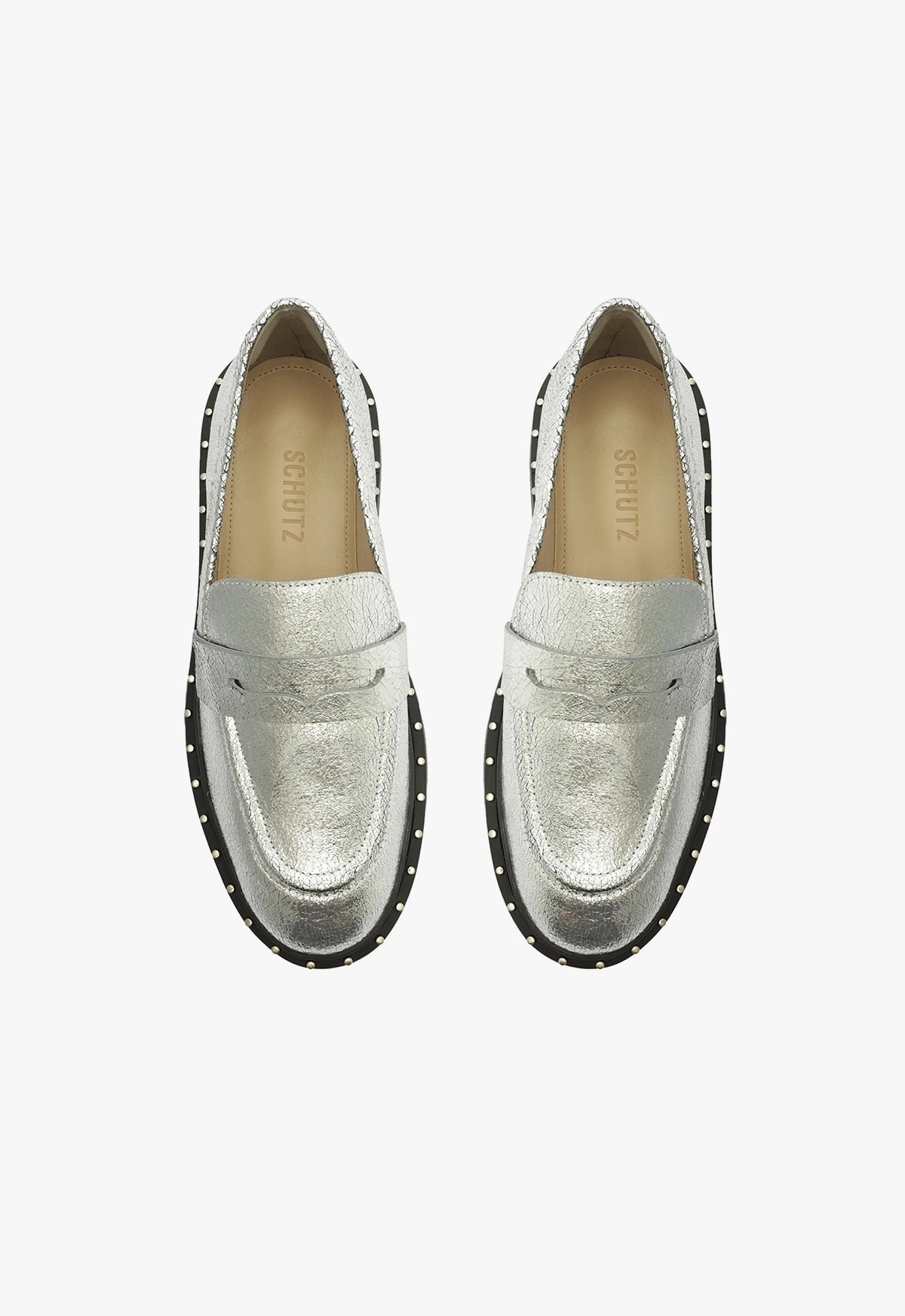 Christie Studs Crackled Leather Flats FALL 23 - Schutz Shoes