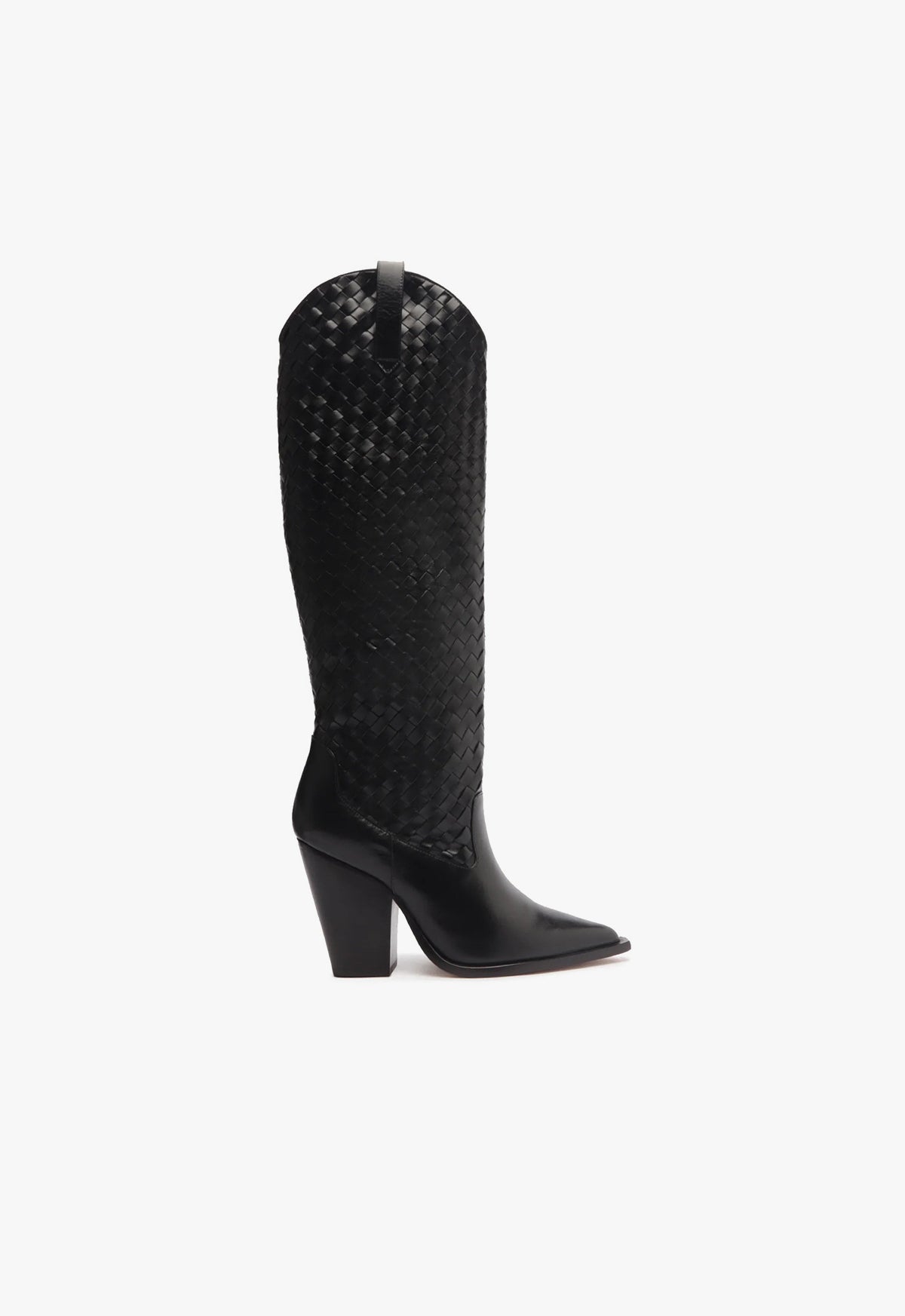 Ella Woven Atanado Leather Boot Boots SPRING 24 5 Black Atanado Leather - Schutz Shoes