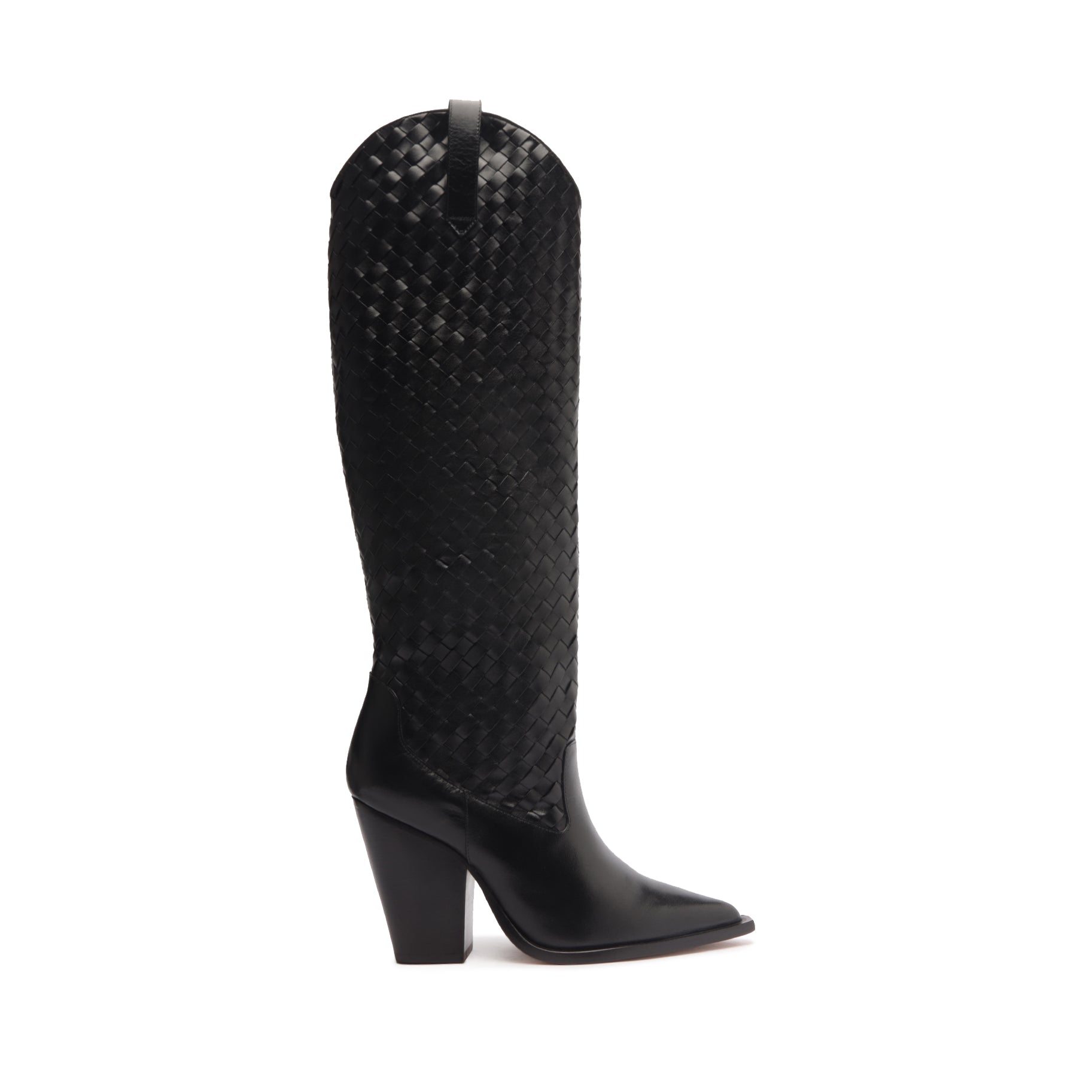 Ella Woven Atanado Leather Boot Boots SPRING 24 5 Black Atanado Leather - Schutz Shoes