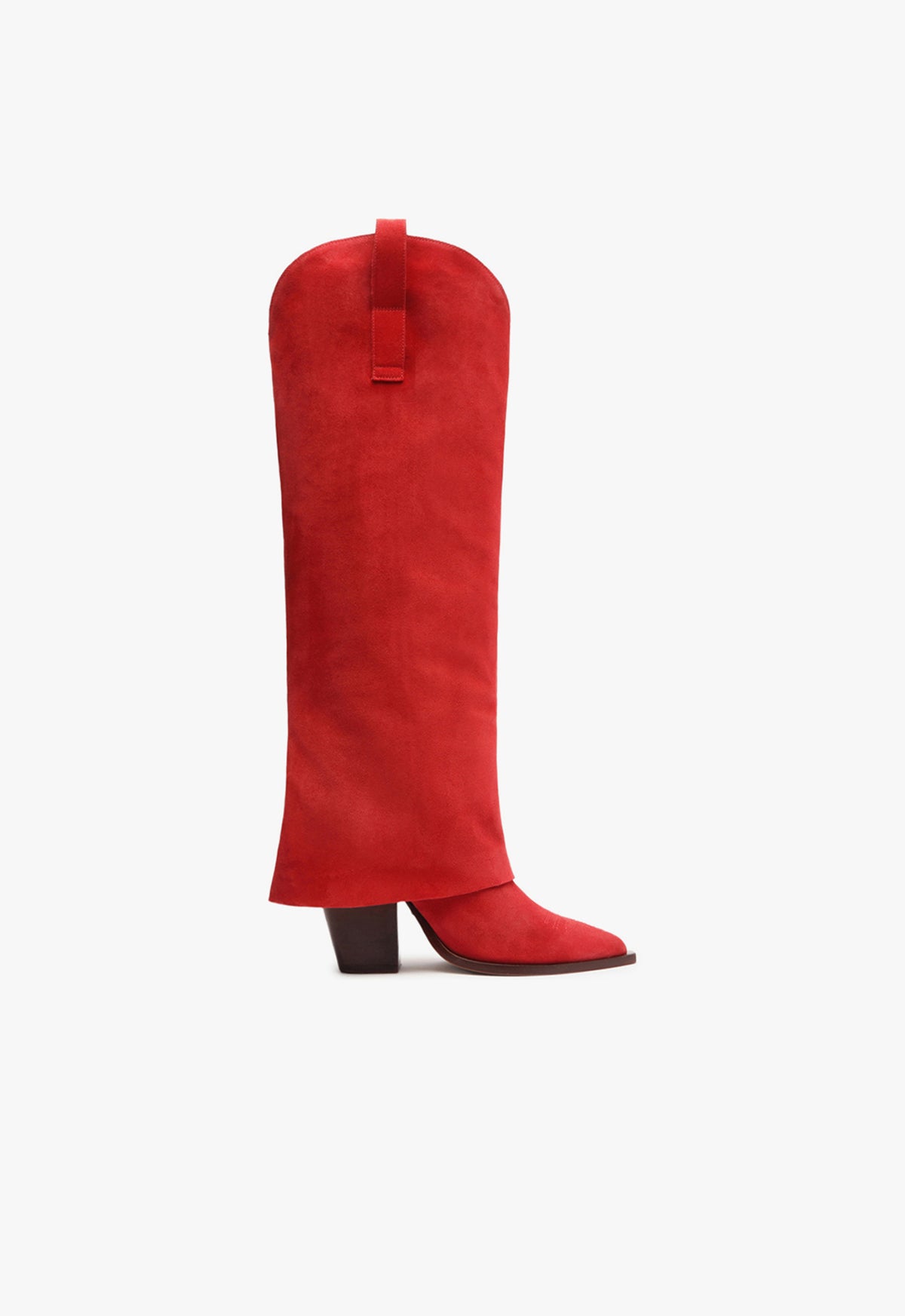 Woody Up Cloak Suede Boot Spring 24 5 Scarlet Suede - Schutz Shoes