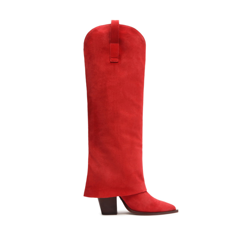 Woody Up Cloak Suede Boot Boots Spring 24 5 Scarlet Suede - Schutz Shoes