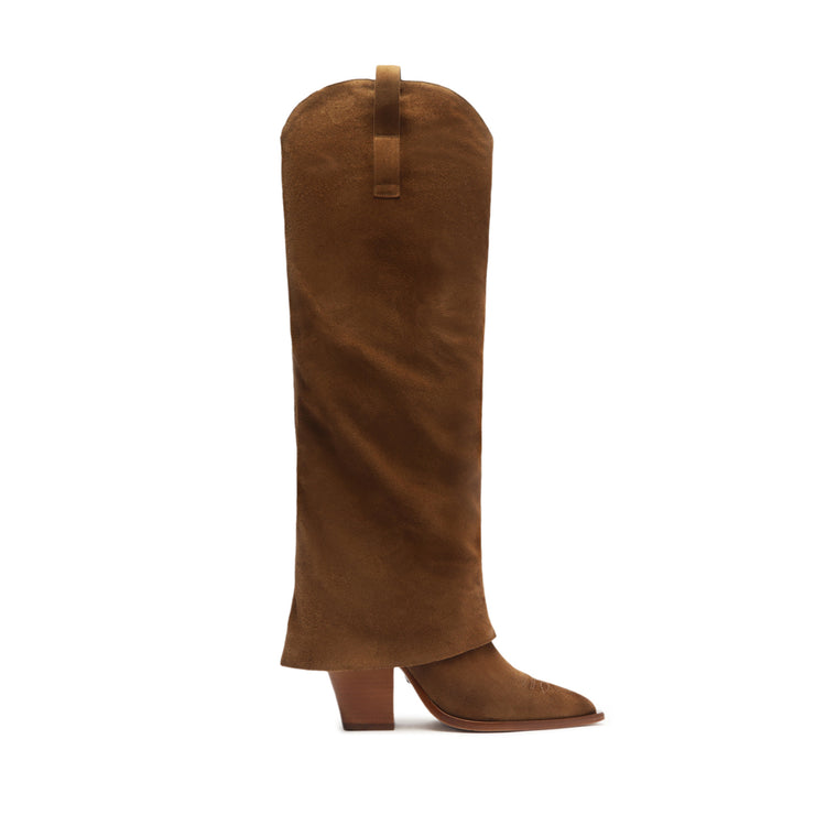 Woody Up Cloak Suede Boot Boots Spring 24 5 Dark Caramel Suede - Schutz Shoes